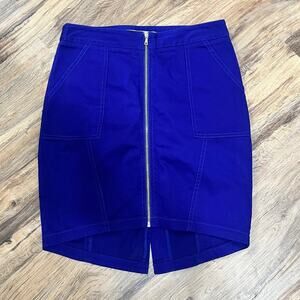 Trina Turk Ellen Skirt Royal Blue Mini Exposed Zipper Size 2